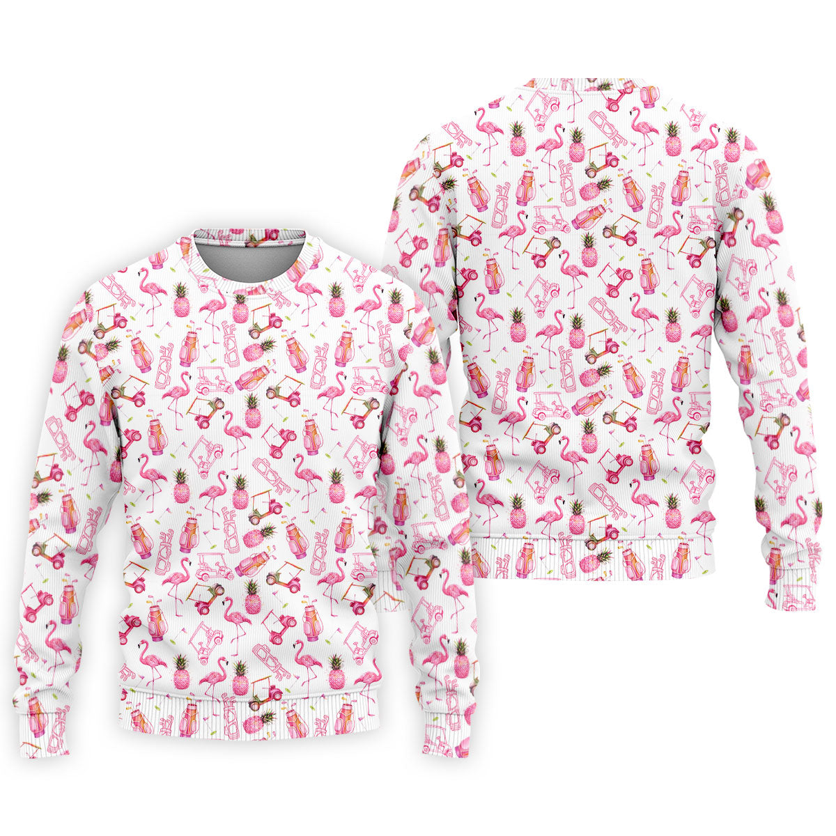 Funny Flamingo Pink Pineapple Tropical Vibe Golf Tops For Men, Men's Funny Golf Shirts, Polo Shirtor Men