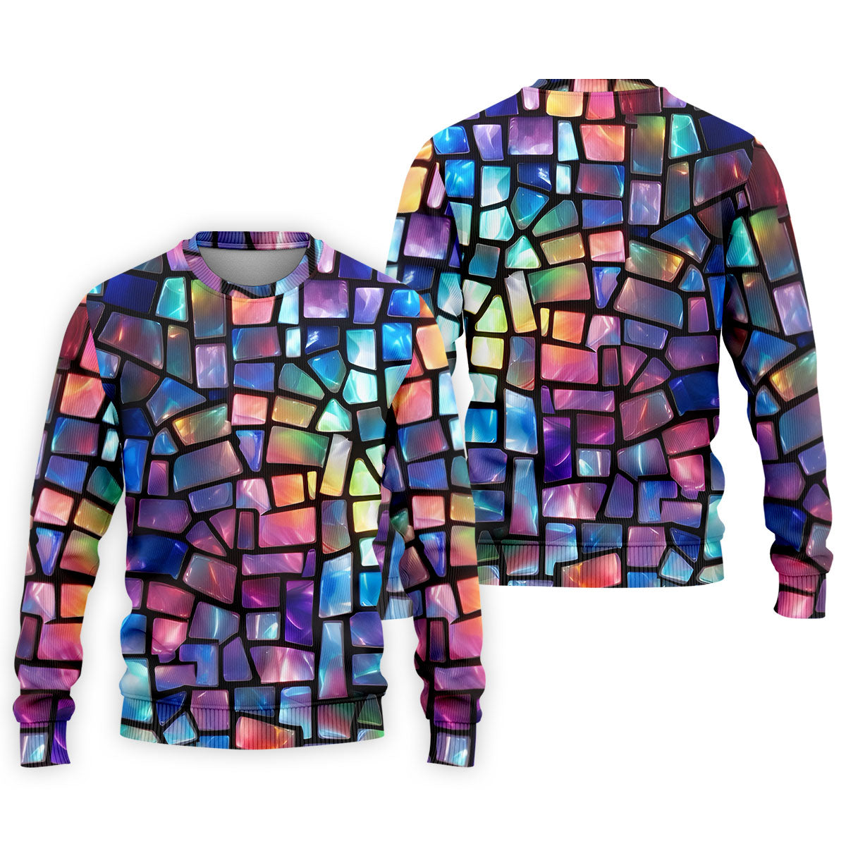 Colorful Stained Glass Mosaic Pattern Golf Shirt, Men's Golf Shirt, Golf Polo Shirts For Men, Mens Golf Apparel