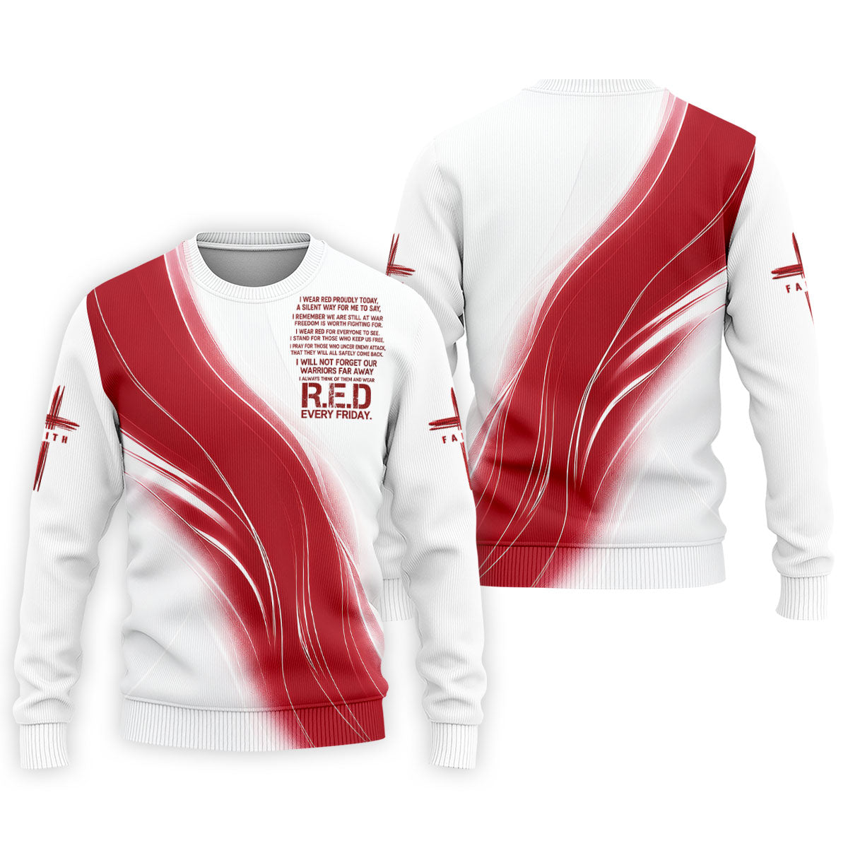 Red Friday Faith Cross Red White Gradient Patriotic Golf Shirt, 250 Years Polo Shirtor Men