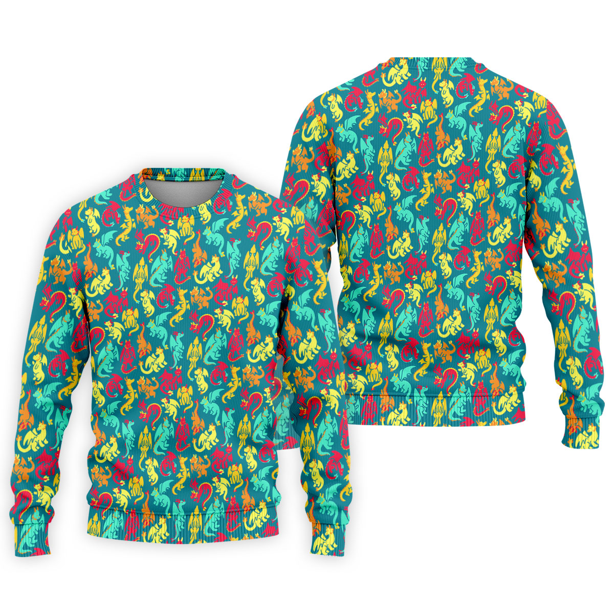 Cartoon Dragons Colorful Golf Shirt, Cute Golf Outfit, Polo Shirt Men, Golf Shirts For Men