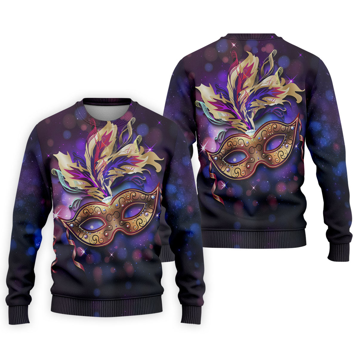 Mardi Gras Mask Feather Ribbon Purple Golf Shirt, Polo ShirtFor Men, Golf Shirts For Men