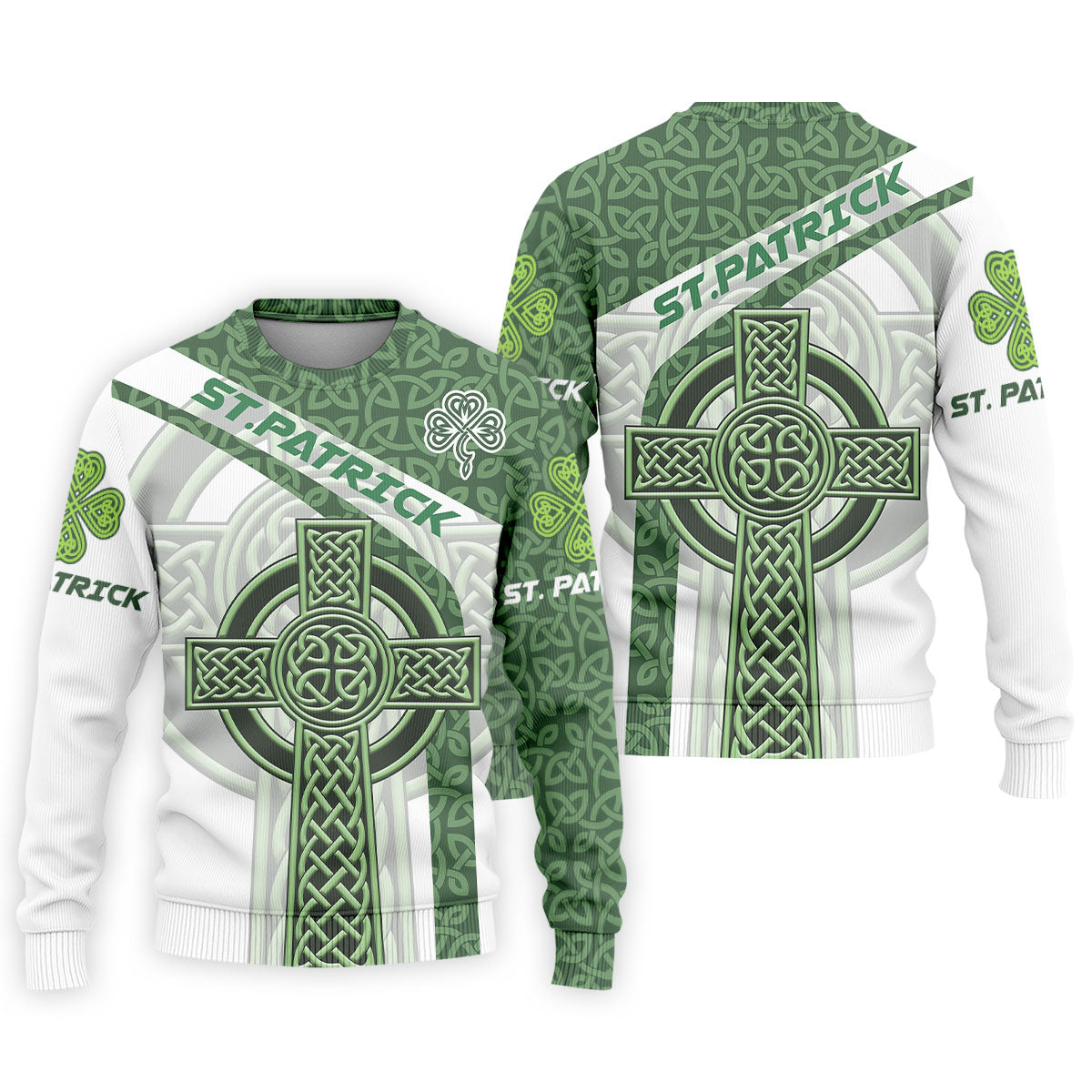 St Patrick's Day Celtic Knotwork Pattern Shamrock Golf Shirt, Polo ShirtFor Men, Golf Shirts For Men