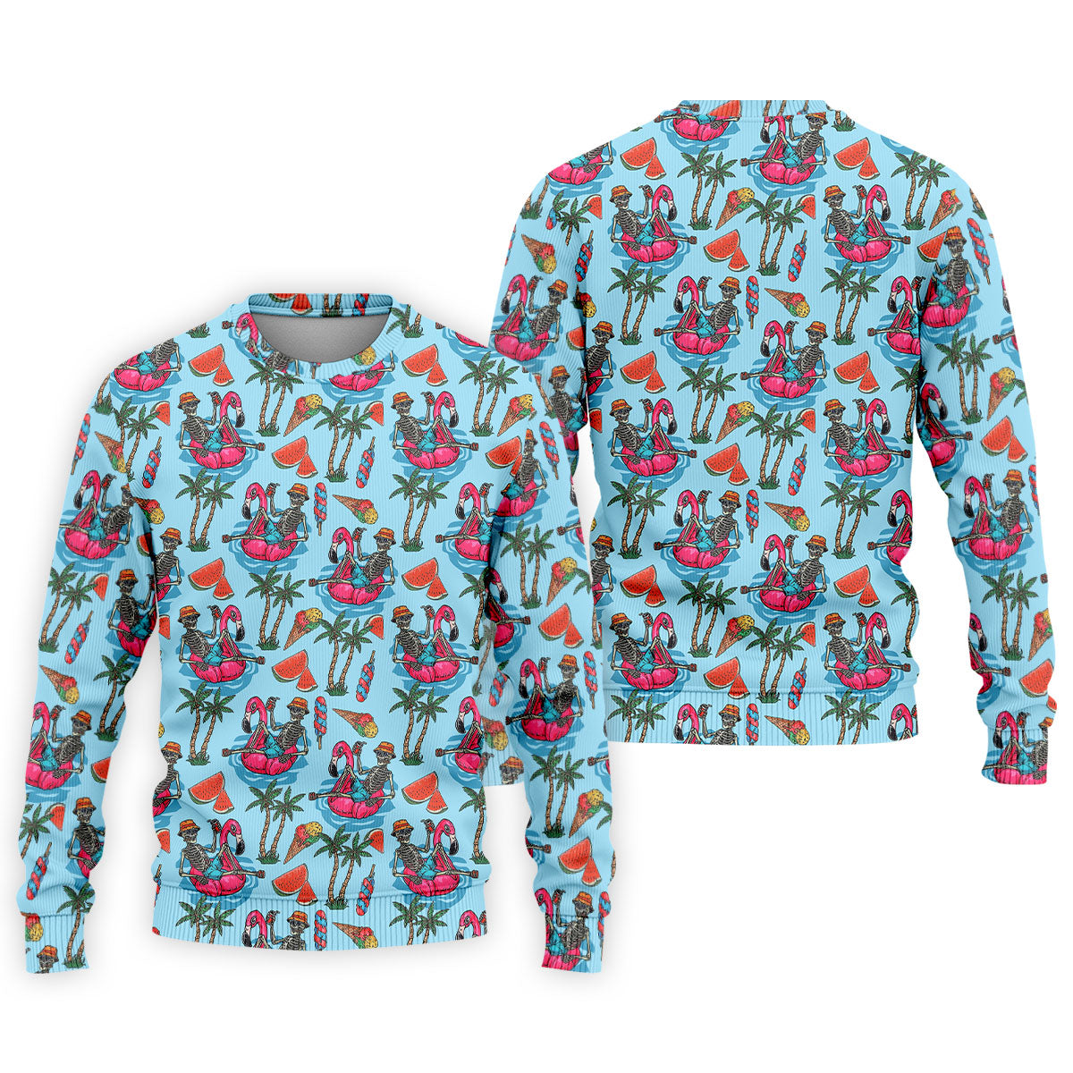 Skeleton Flamingo Summer Vibe Retro Golf Shirt, Men's Funny Golf Shirts, Polo ShirtFor Men, Golf Shirts For Men