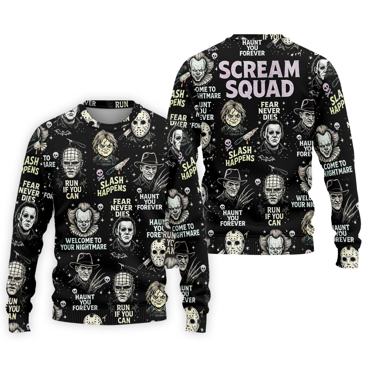 Scream Squad Horror Halloween Character Halloween Polo Shirt Horror Movie Shirt, Men's Golf Polo