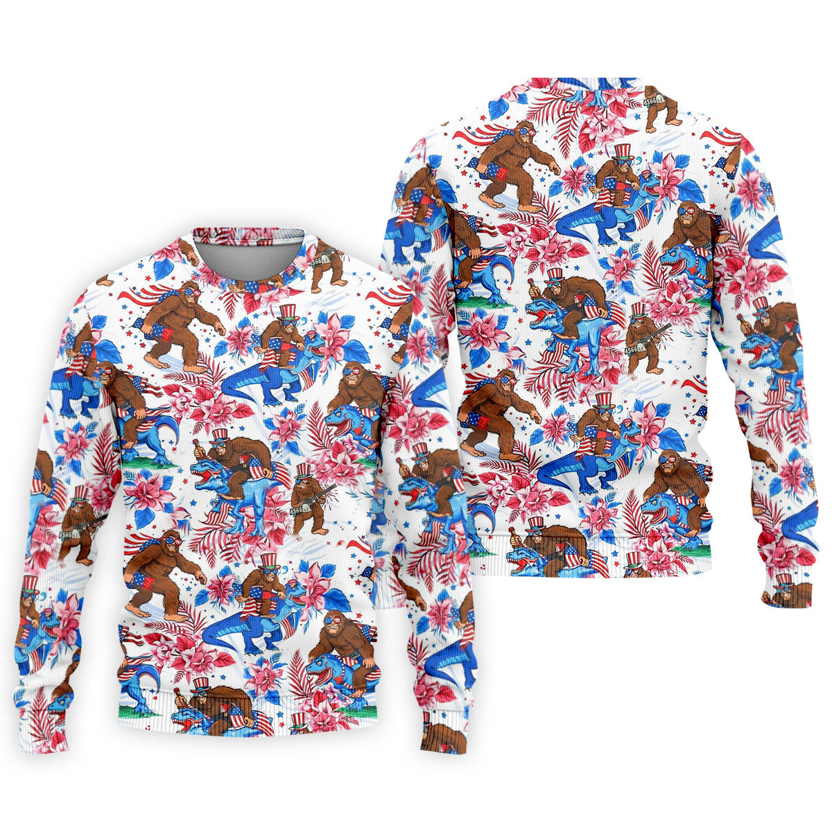 American Flag Patriotic Pride Funny Bigfoot Hawaiian Golf Shirt, 250th Anniversary Golf Shirts For Men