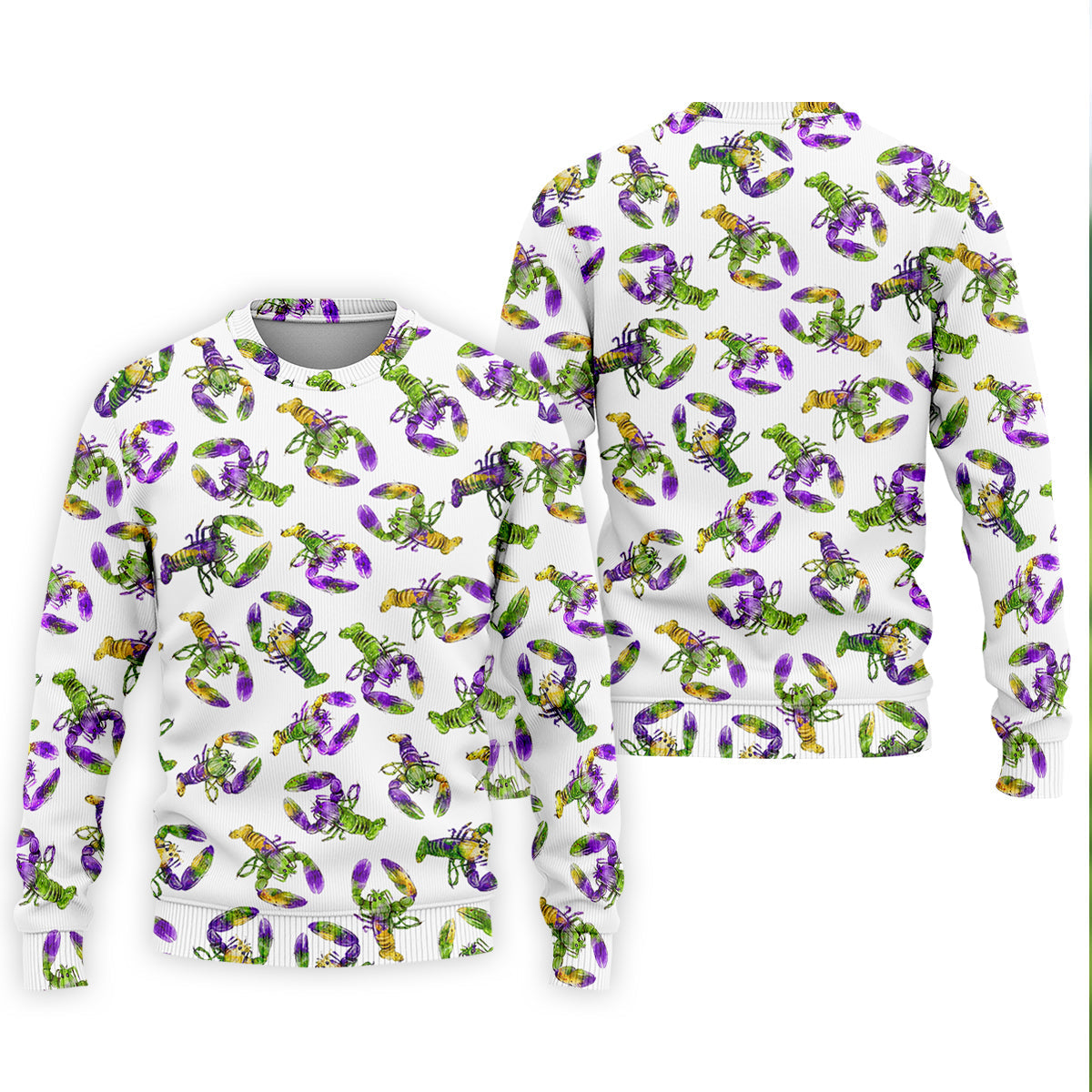 Purple Green Gold Crawfish Pattern Mardi Gras Golf Shirt, Polo ShirtFor Men, Golf Shirts For Men