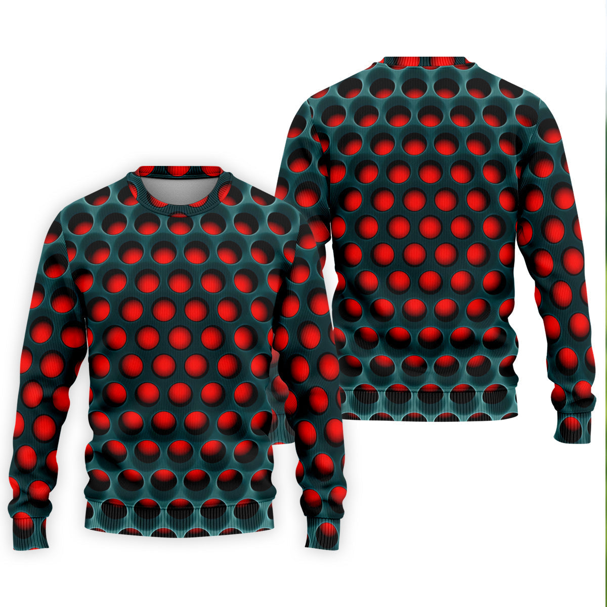 3D Effect Circular Pattern Red Golf Shirt, Cool Golf Outfit, Men's Funny Golf Shirts, Polo ShirtFor Men