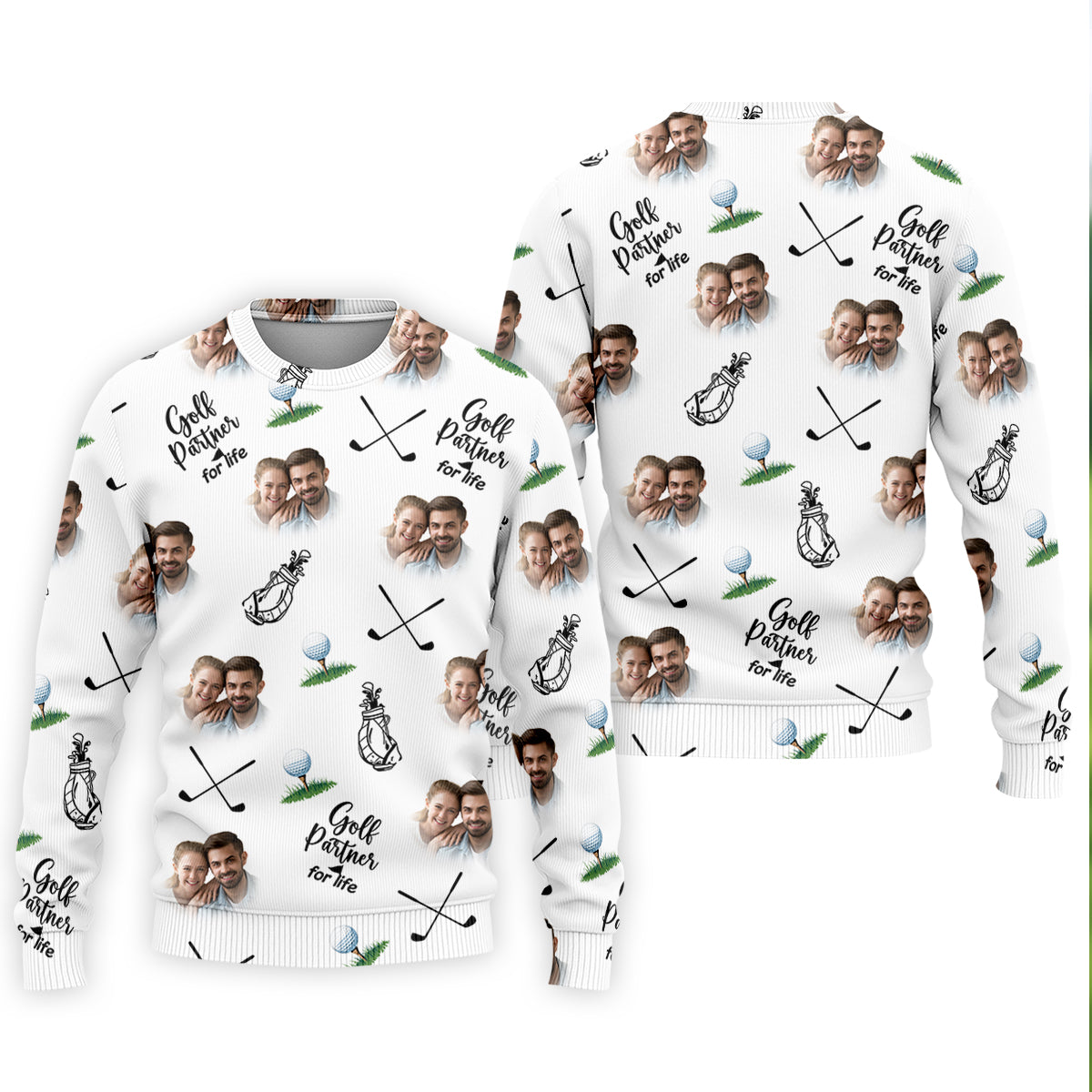 Golf Partner For Life Custom Photo White Golf Tops For Men, Valentines Golf Gift, Golf Gift For Men