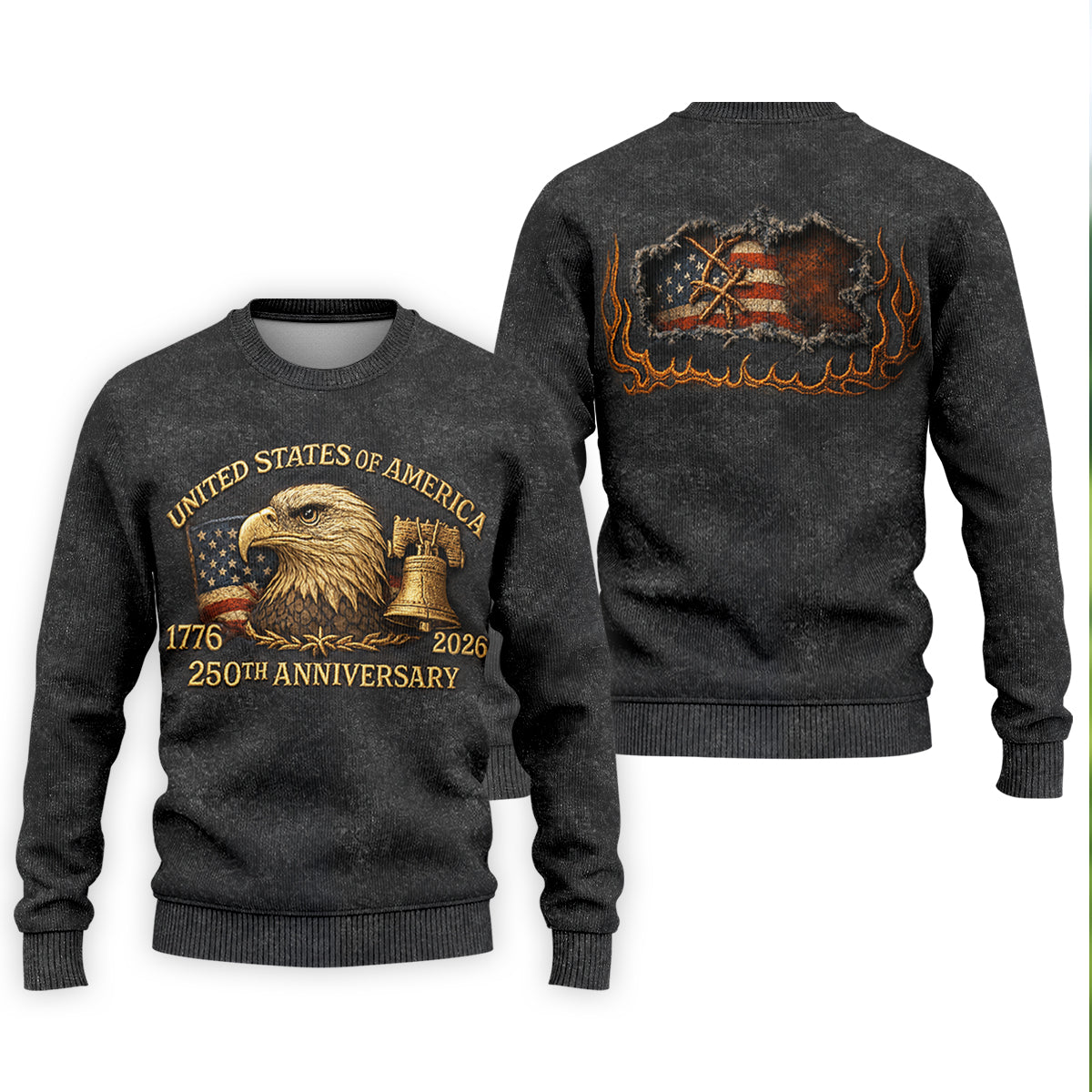 Bald Eagle American Flag 250th Anniversary Dark Grey Color Golf Shirts For Men, Polo ShirtFor Men
