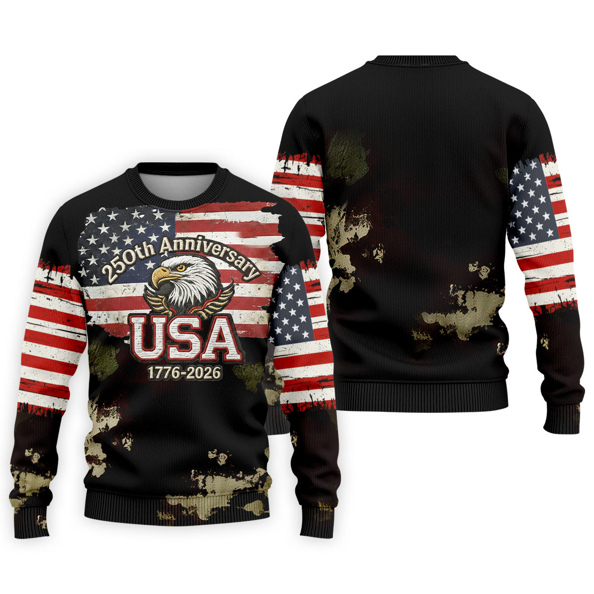 250th Anniversary USA 1776-2026 Distressed Flag Men's Golf Polo ShirtPatriotic 4th Of July Golf Shirt