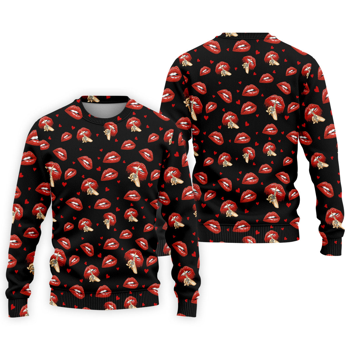 Sassy Red Lips Golf Shirt, Funny Valentine Pattern Design, Men's Golf Polo