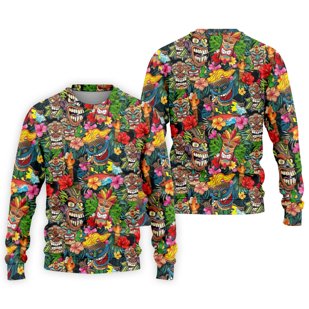 Hawaiian Tiki Tropical Floral Golf Shirts For Men, Polo ShirtFor Men, Golfing Apparel