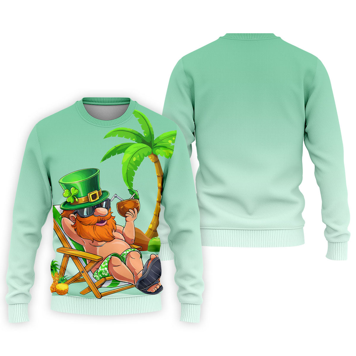 Leprechaun St Patrick's Day Hawaiian Summer Fun Golf Shirt, Golf Tops For Men, Golf Shirts For Men