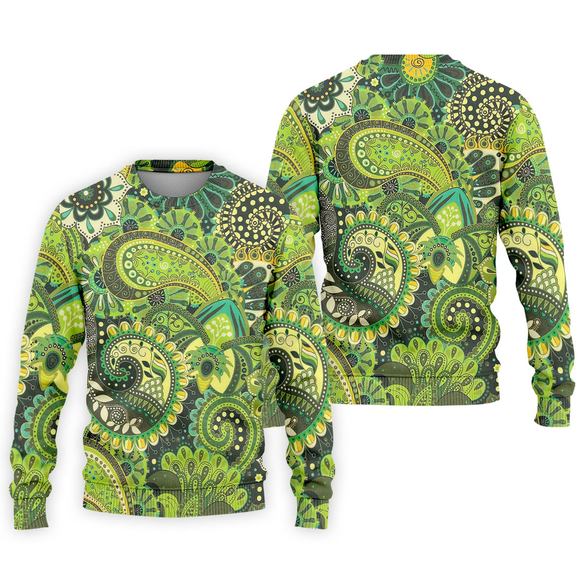 Paisley Print Green Golf Shirt, Golf Tops For Men, Polo ShirtFor Men, Golf Shirts For Men