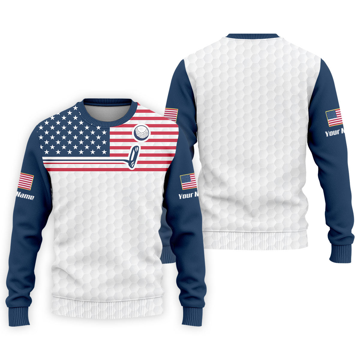 Patriot American Flag Golf Putter Golf Ball Pattern Golf Tops For Men, 250th Anniversary Patriotic Golf Shirt