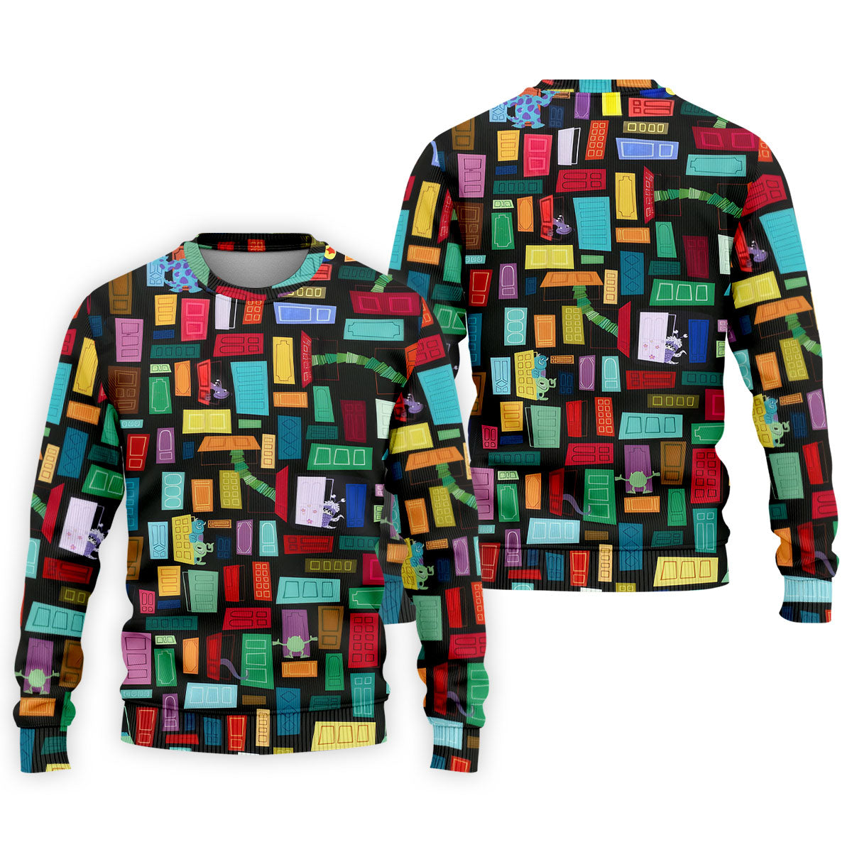 Monster Door Golf Shirt, Colorful Animated Monster World Pattern, Golf Shirt For Men