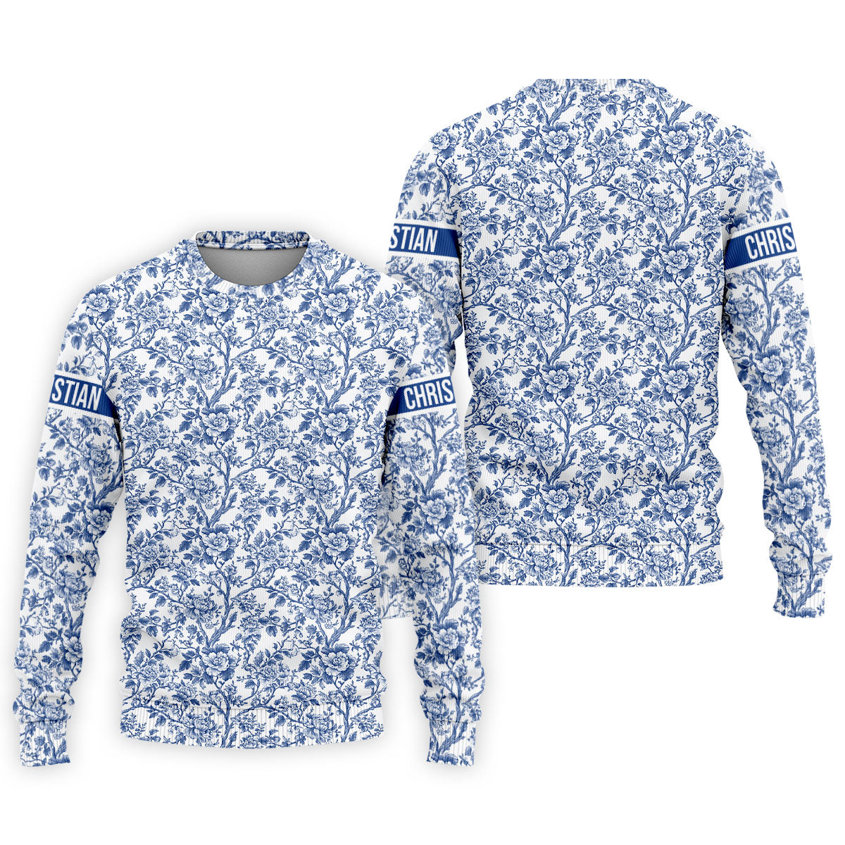 Toile De Jouy Blue Golf Shirt, Golf Tops For Men, Polo ShirtFor Men, Golf Gift For Men, Golf Shirts For Men