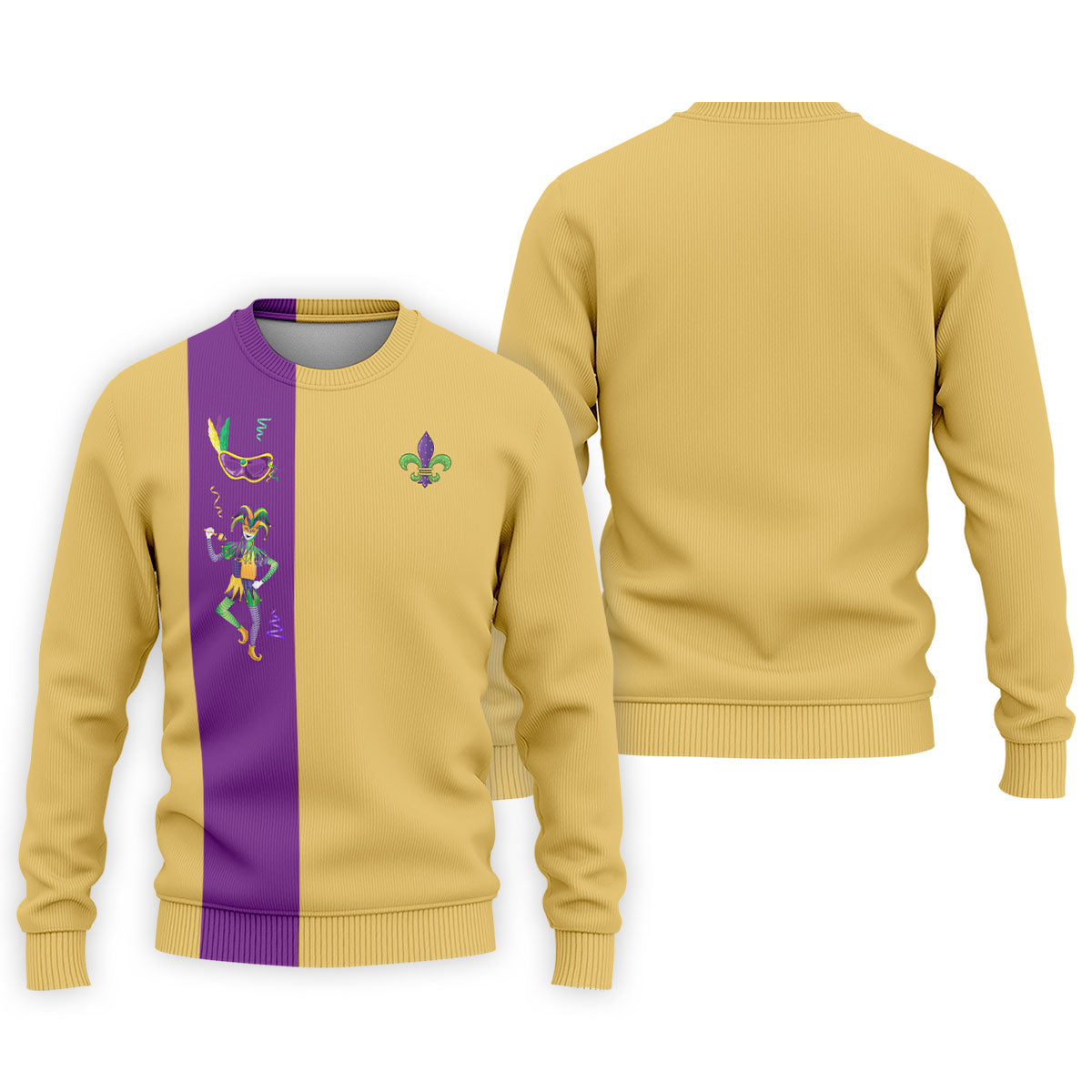 Mardi Gras Festival Jester Figure Fleur De Lis Symbol Yellow Golf Shirt, Polo ShirtFor Men, Golf Shirts For Men