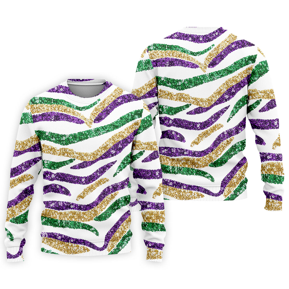 Purple Green Gold Sequin Pattern White Mardi Gras Golf Shirt, Polo ShirtFor Men, Golf Shirts For Men