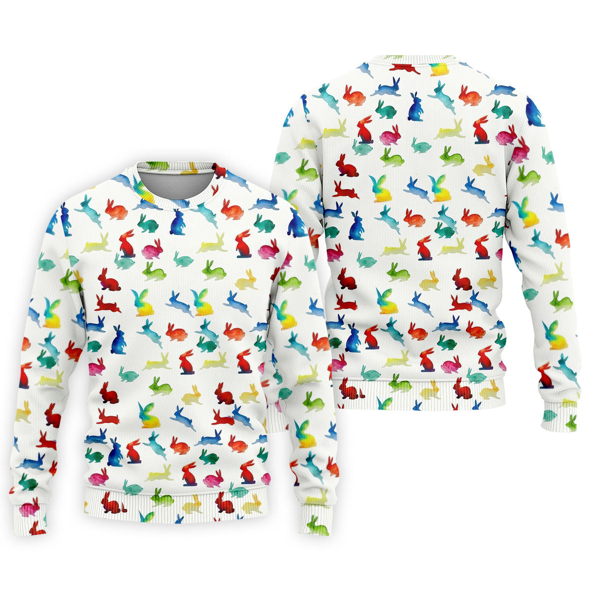 Colorful Bunny Funny Golf Shirt, Easter Bunny Pattern Golf Tops For Men, Golf Shirts For Men