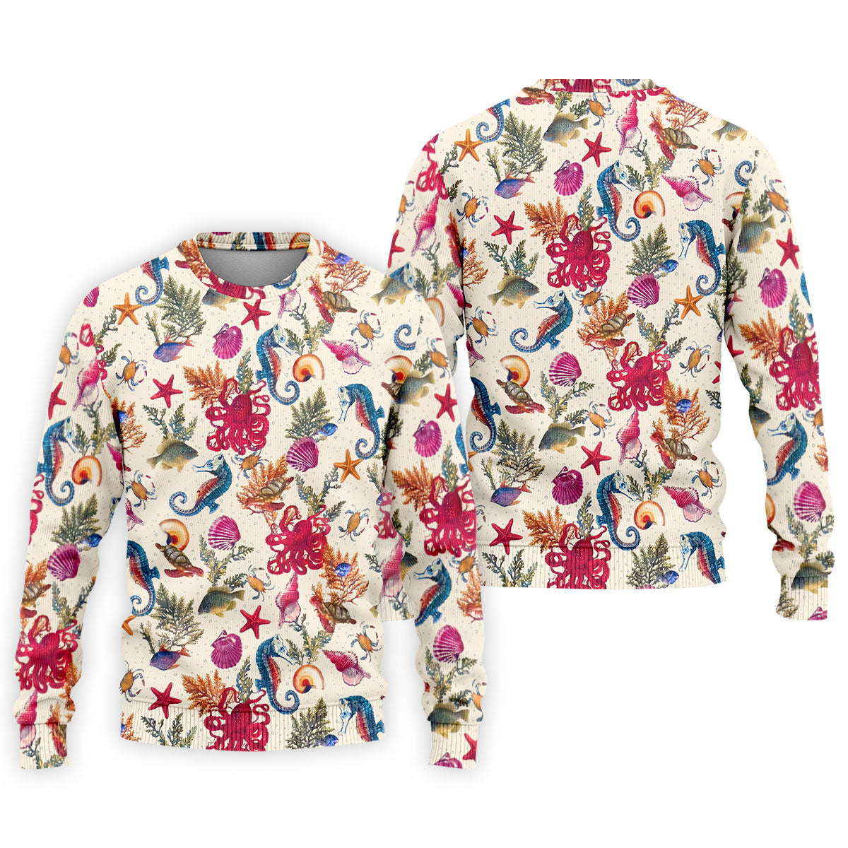 Marine Life Coral Reef Pattern Design Hawaiian Golf Shirt, Golf Shirts For Men, Polo Shirts For Men