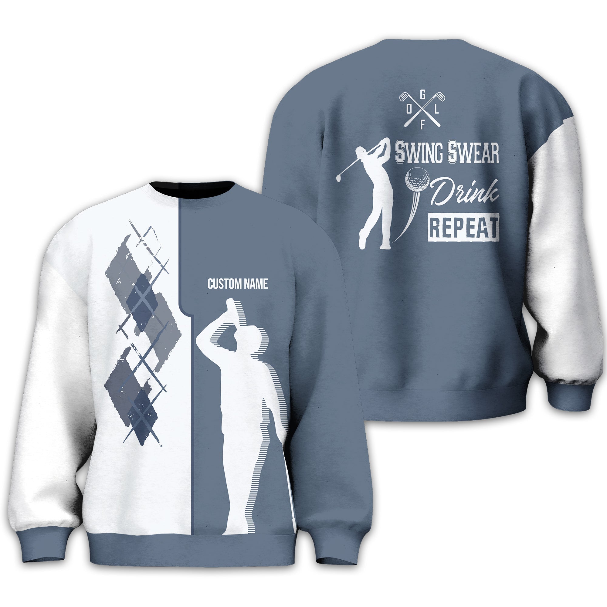 Swing Swear Drink Repeat Personalized Golf Polo ShirtGolf Shirt For Men, Gift For Golfers