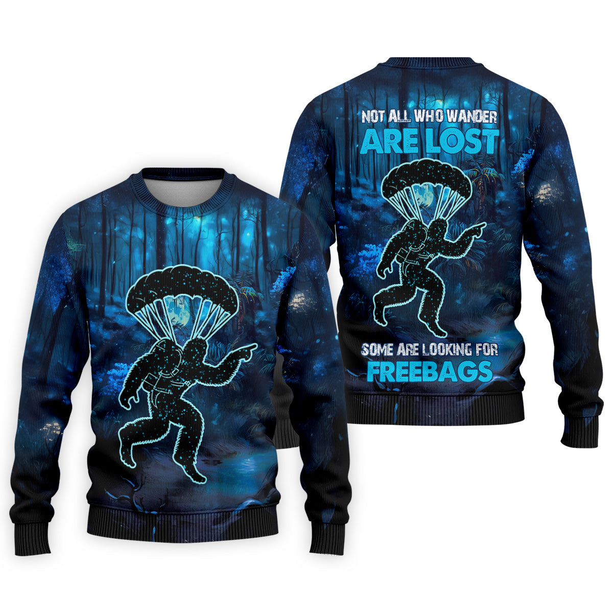 Not All Who Wander Are Lost Some Are Looking For Freebags Funny Bigfoot Skydiving Shirt, Men's Skydive Outfit