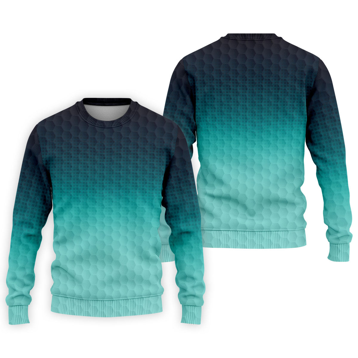 Turquoise Gradient Golf Ball Pattern Hawaiian Golf Shirt, Golf Shirts For Men