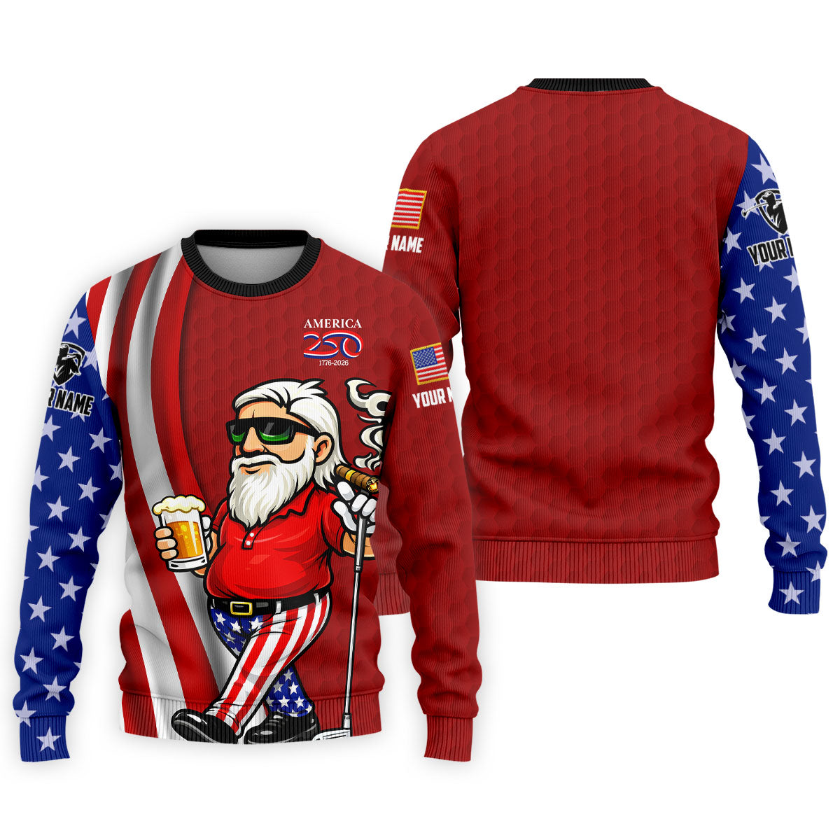 America 250 Patriotic Man 4th Of July Red Golf Shirt, Golf And Beer Golf Shirts For Men