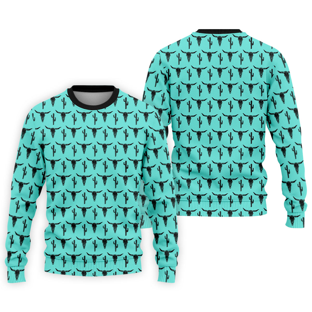 Longhorn Cow Skull Western Theme Peacock Blue Golf Tops For Men, Polo Shirtor Men, Golf Shirts For Men