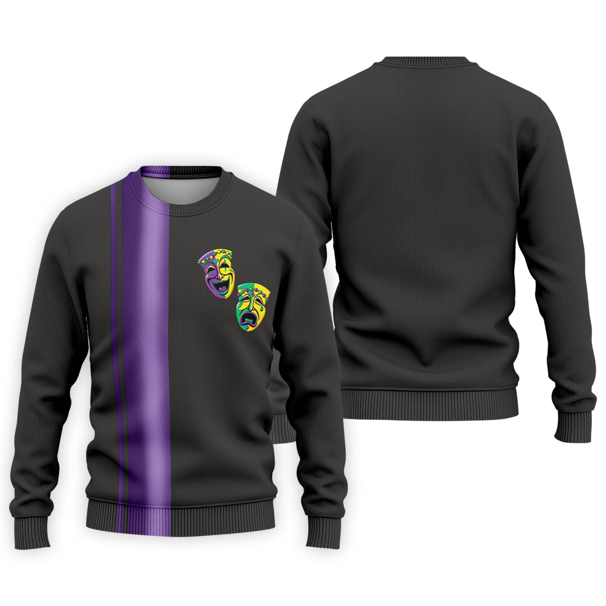 Melpomene And Thalia Theatrical Masks Purple Stripe Mardi Gras Golf Shirt, Polo ShirtFor Men, Golf Shirts For Men