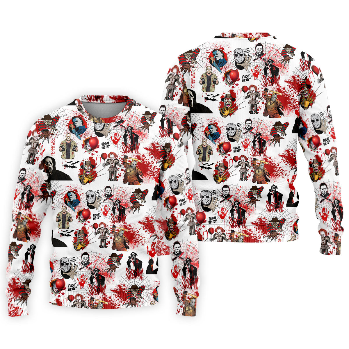 Horror Villain Blood Splatter Print Golf Tops For Men, Halloween Golf Shirt, Polo ShirtFor Men, Golfing Apparel