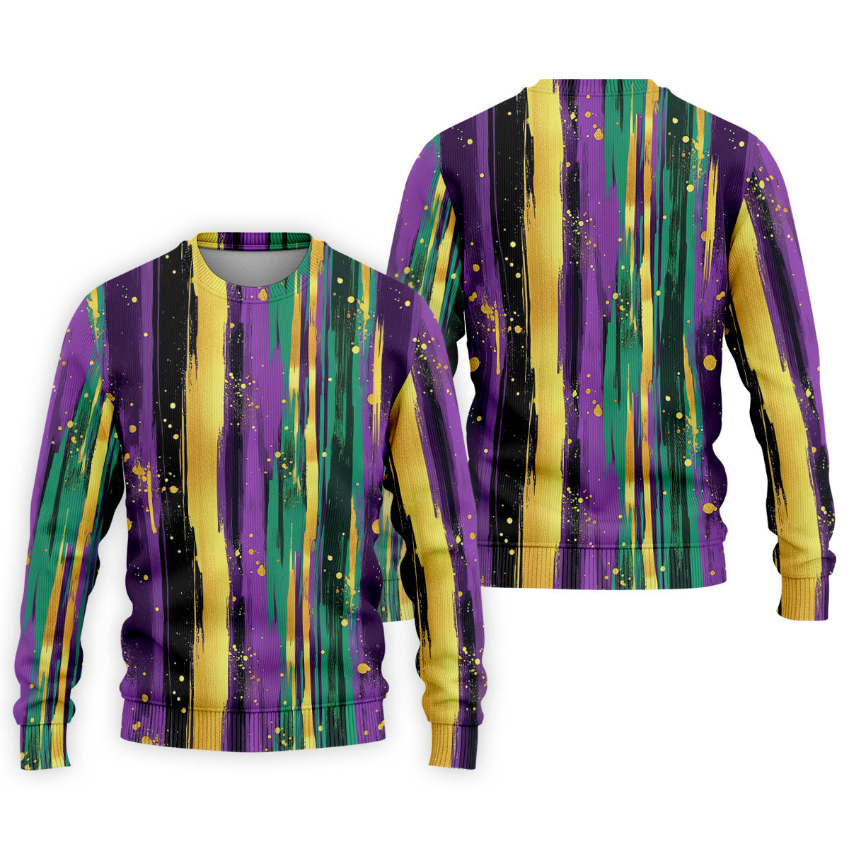 Green Purple Gold Splatter Effect Mardi Gras Golf Shirt, Polo ShirtFor Men, Golf Shirts For Men
