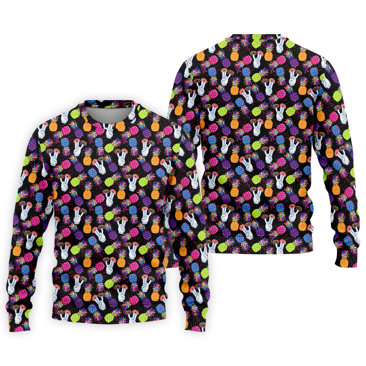 Hawaiian Pineapples Donut Finger Fun Golf Shirts For Men, Adult Humor Golf Polo, Funny Golf Shirts