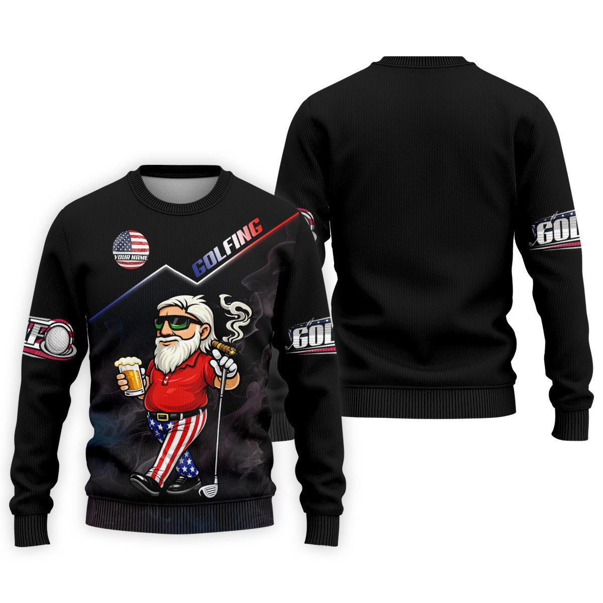 Patriotic Man Golf And Beer Custom Name Funny 4th Of July Golf Shirt, 250th Anniversary Golf Shirts For Men