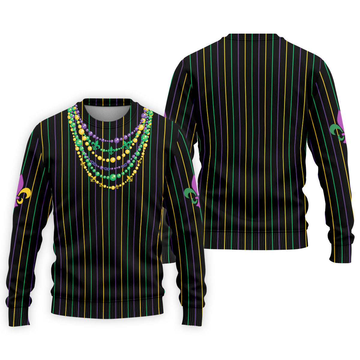 Mardi Gras Beads Necklaces Print Black Golf Shirt, Golf Tops For Men, Polo ShirtFor Men, Golf Shirts For Men