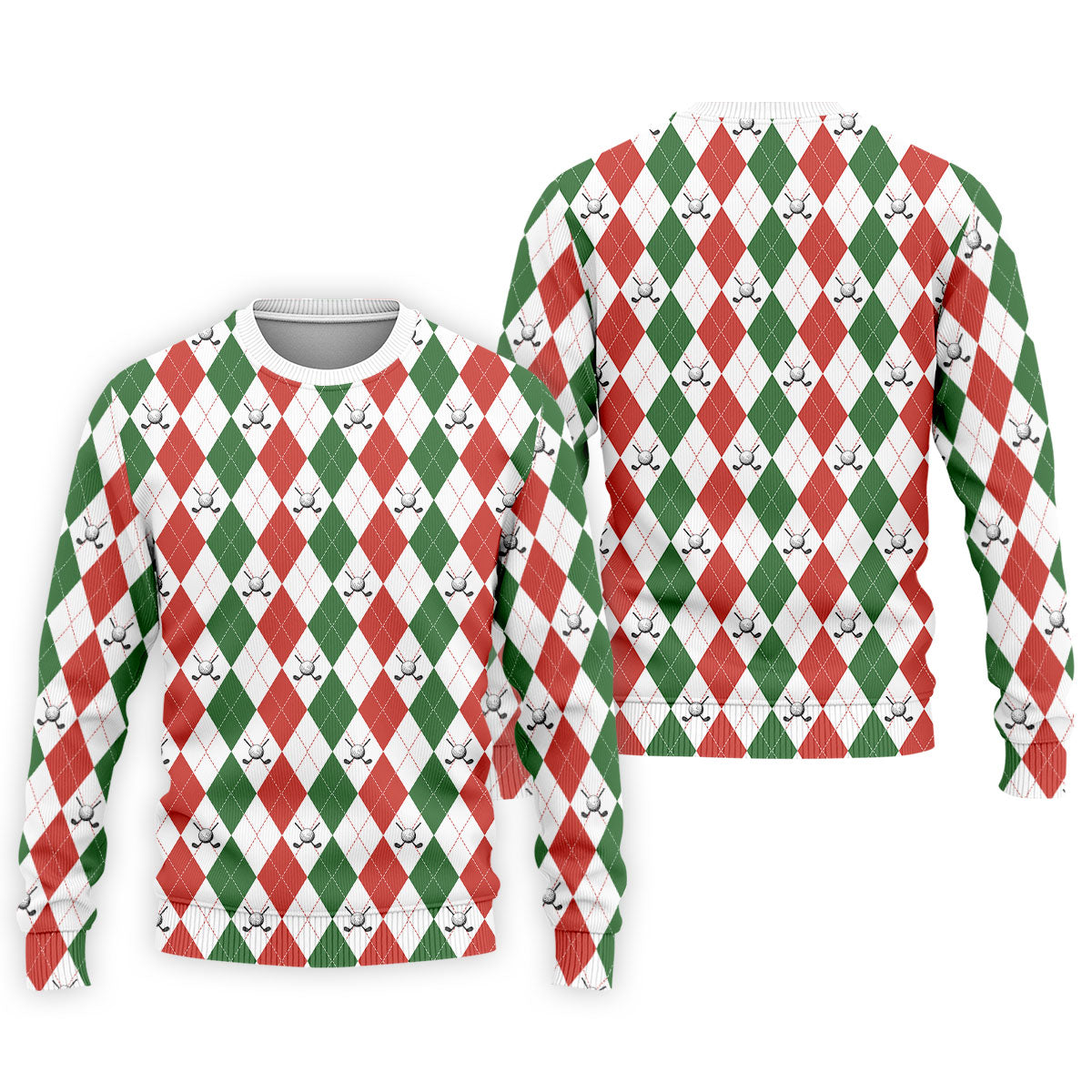 Christmas Plaid Argyle Pattern Golf Polo ShirtChristmas Golf Gift, Polo ShirtFor Men, Golfing Apparel