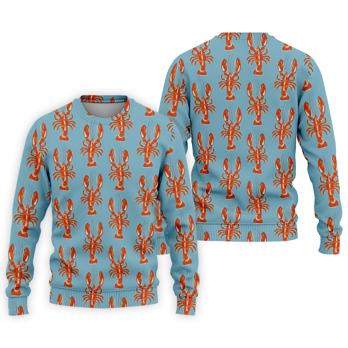 Orange Lobsters Light Blue Mardi Gras Golf Shirt, Golf Tops For Men, Polo ShirtFor Men, Golf Shirts For Men