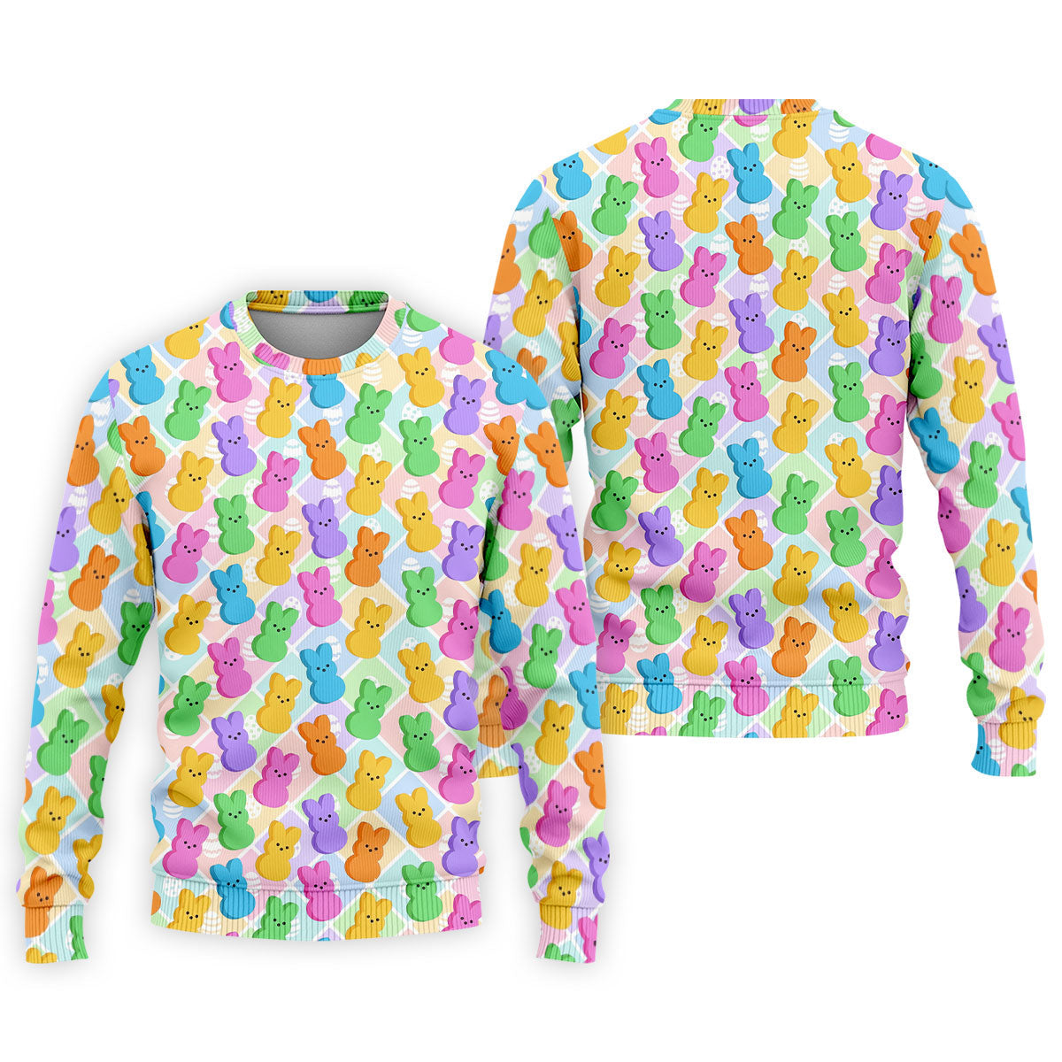 Pastel Easter Peeps Colorful Checkered Golf Shirts For Men, Cute Golf Outfit, Polo ShirtFor Men