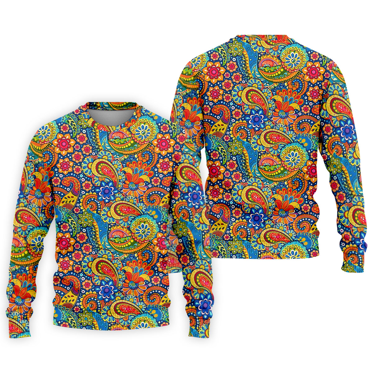 Colorful Floral Paisley Pattern Polo Shirt, Hawaiian Golf Shirt, Mens Golf Apparel