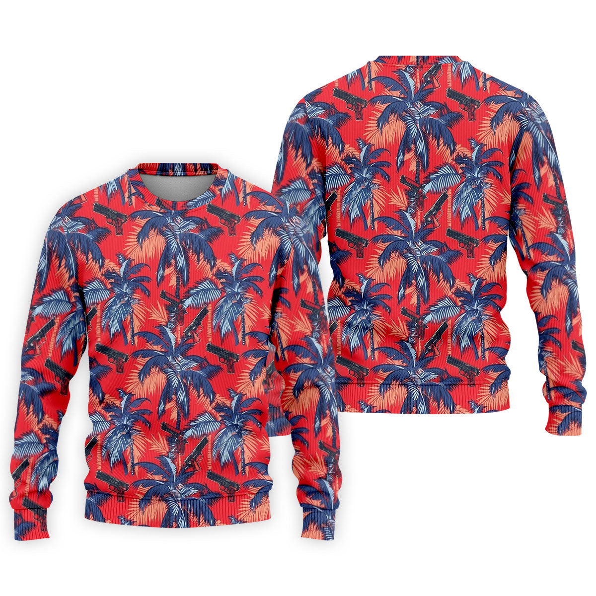 Hawaiian Palm Tree Military Theme Red Golf Shirt, Golf Shirts For Men, Polo ShirtFor Men