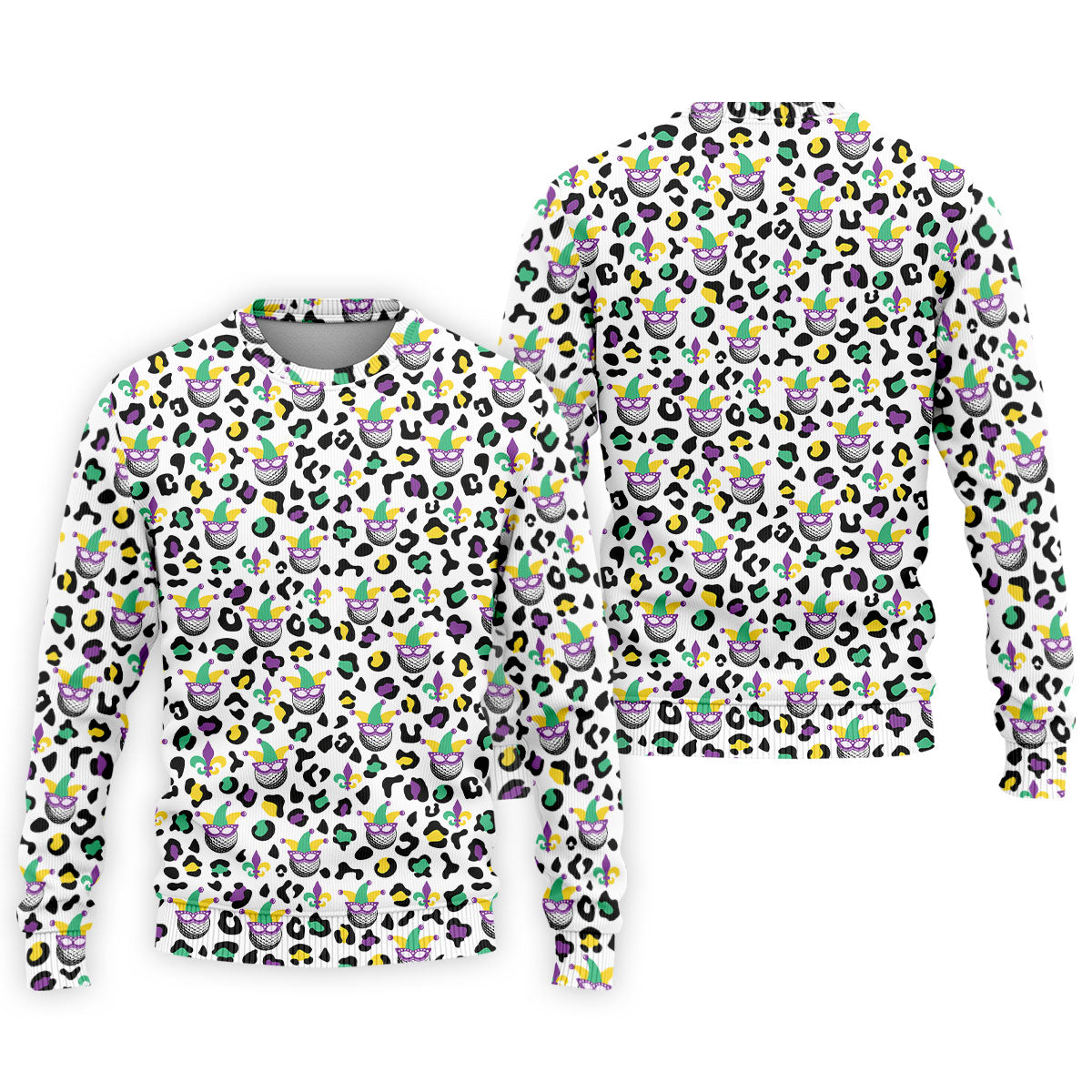 Mardi Gras Mask Leopard Spots Funny Golf Ball Golf Tops For Men, Polo ShirtFor Men, Golf Shirts For Men