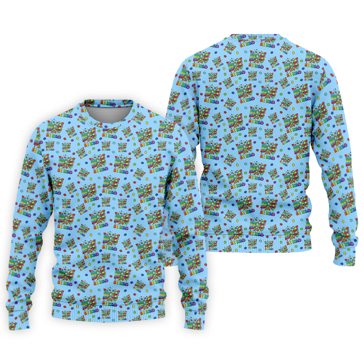 In A World Where You Can Be Anything Be Kind Rainbow Butterfly Autism Awareness Blue Golf Shirt, Golf Shirts For Men