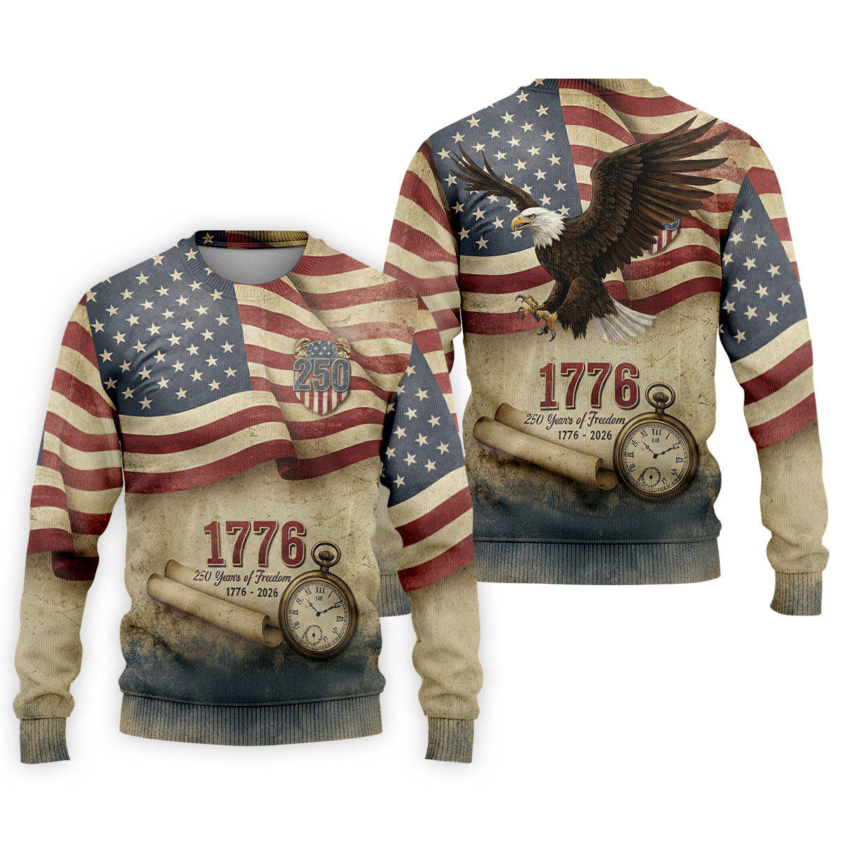 250 Years Of Freedom Vintage Golf Shirt, 4th Of July Patriotic Golf Shirts For Men