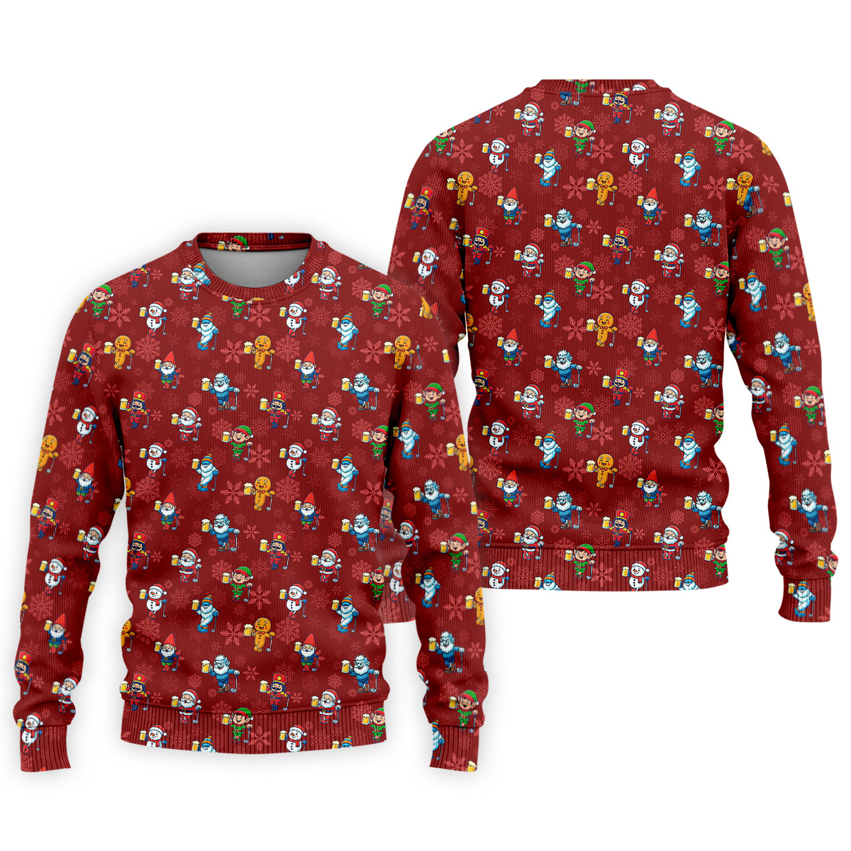 Christmas Characters Golf And Beer Red Men's Funny Golf Shirts, Christmas Golf Shirt, Polo ShirtFor Men