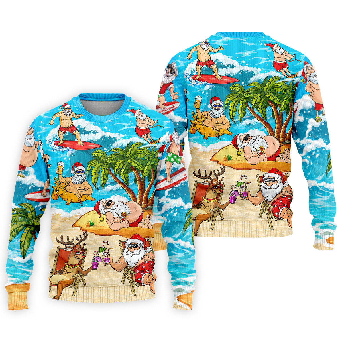 Funny Santa Beach Party Men's Golf Shirt, Christmas Golf Shirt, Golf Apparel For Men