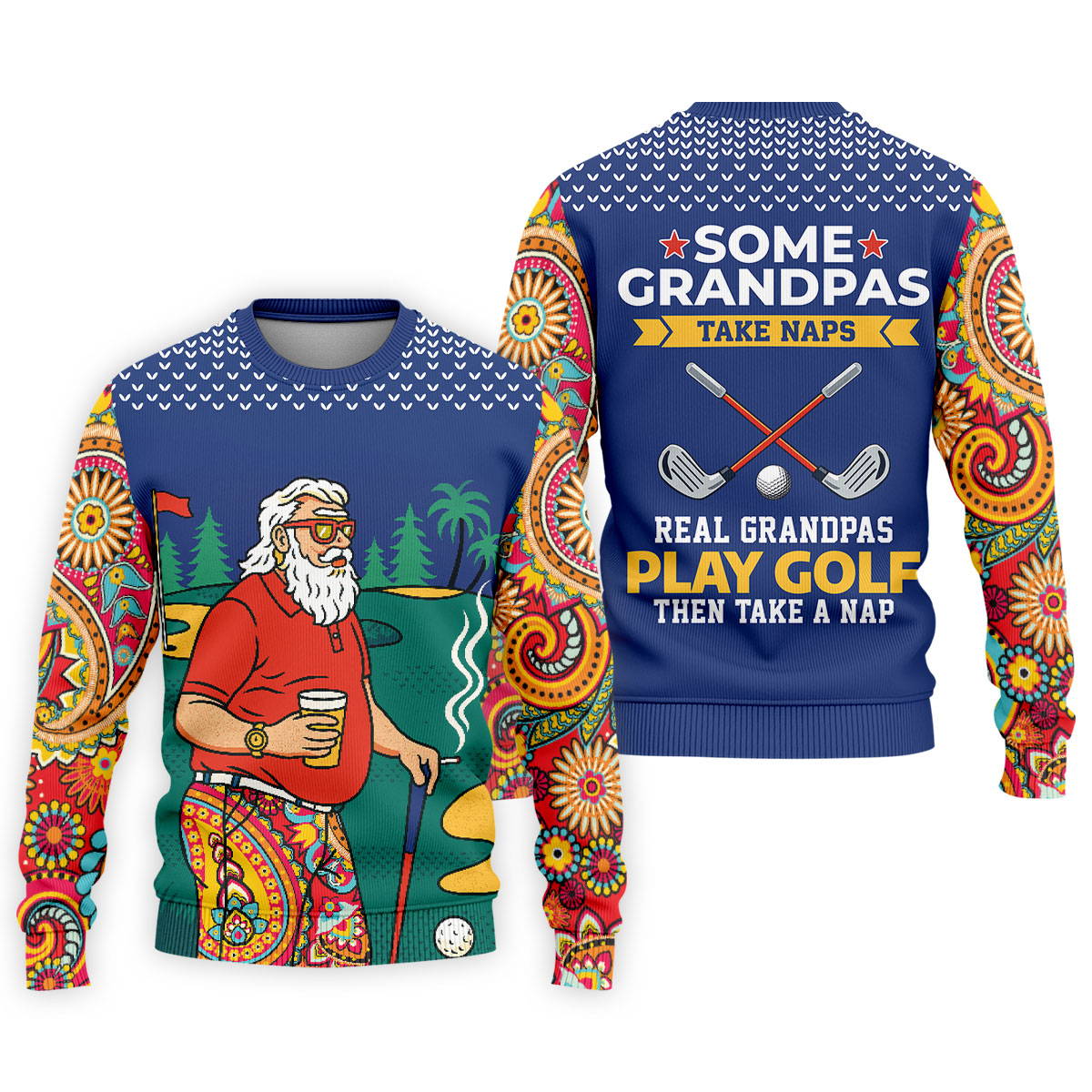 Real Grandpas Play Golf Then Take A Nap Funny Golf Shirt, Golf Shirts For Men, Golf Gift For Dad