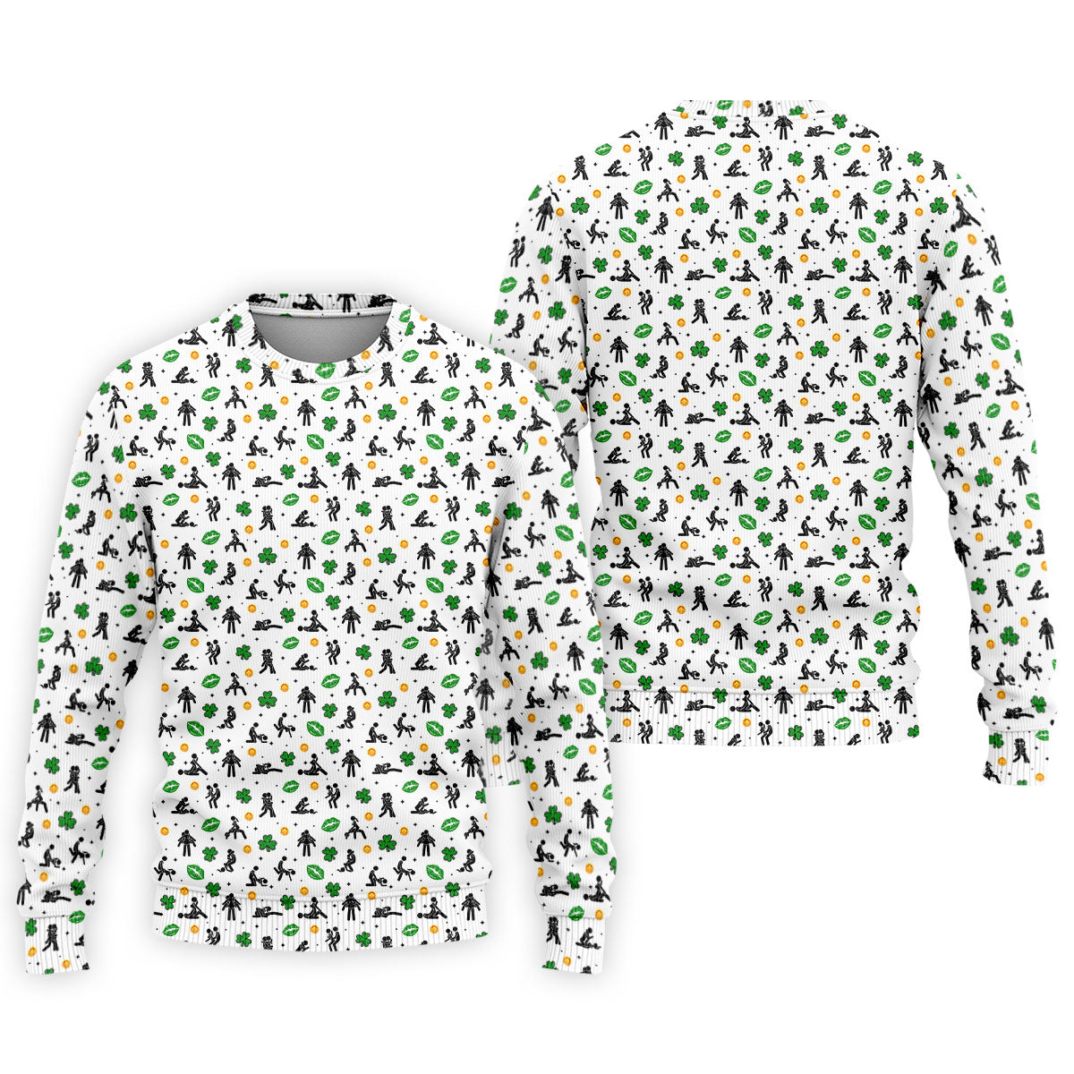 Funny Stick Figure Naughty Position Shamrock St Patrick's Day Golf Shirt, Performance Golf Shirt, Polo ShirtFor Men