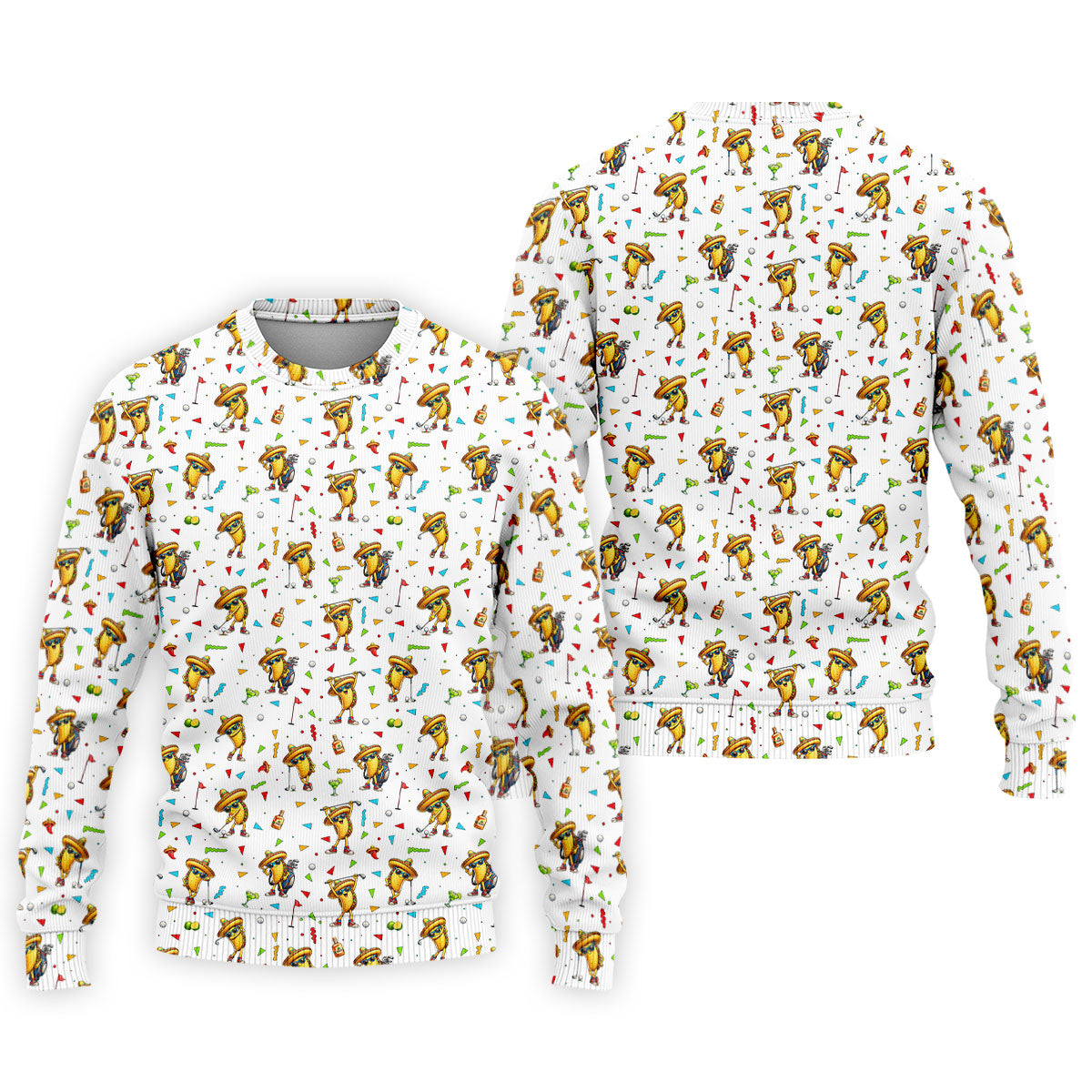Fairway Fiesta Taco Margarita Mexico Theme White Golf Shirt, Men's Golf Shirts, Polo ShirtFor Men