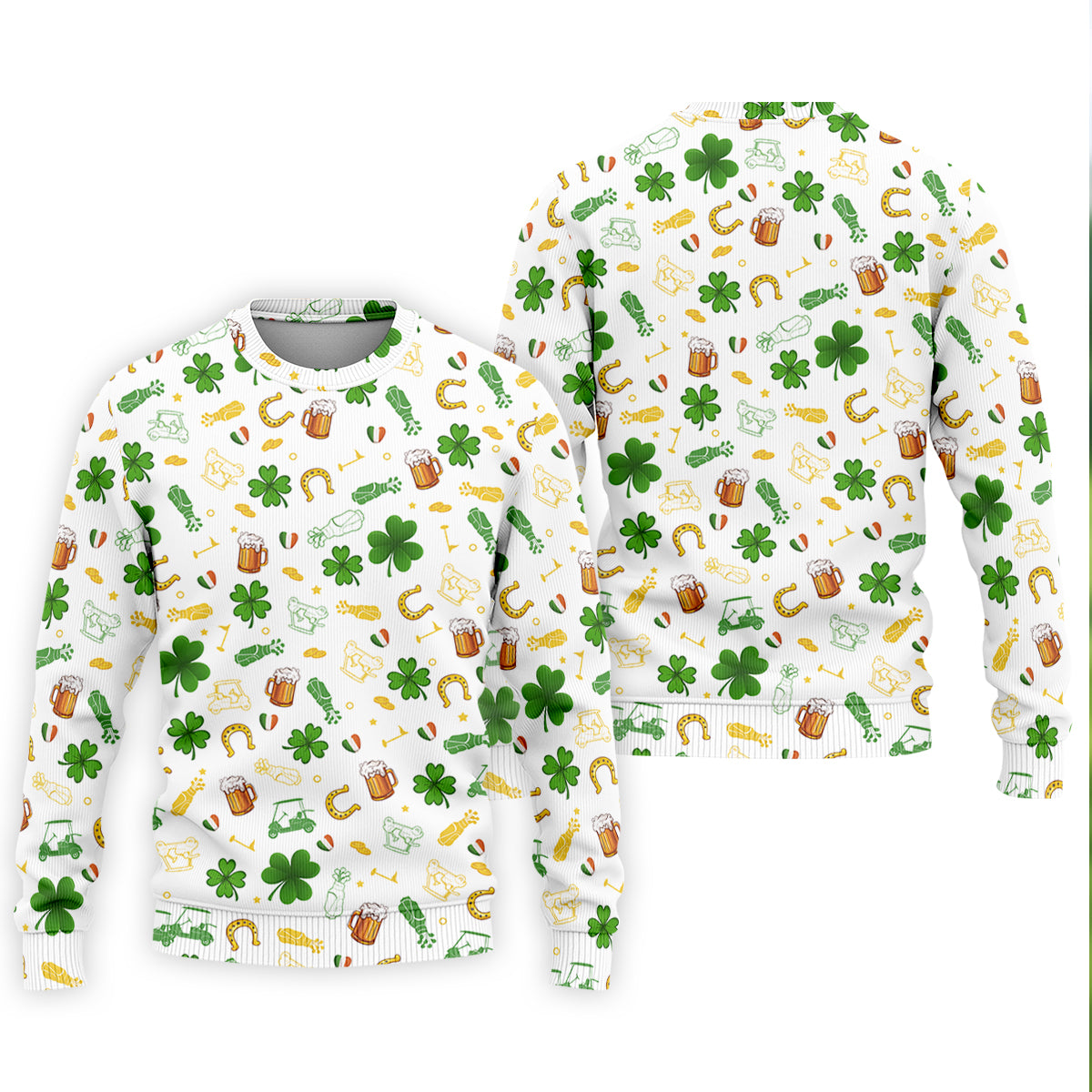 St Patrick's Day Beer Golden Horseshoes Shamrock Golf Shirt, Polo ShirtFor Men, Golf Shirts For Men